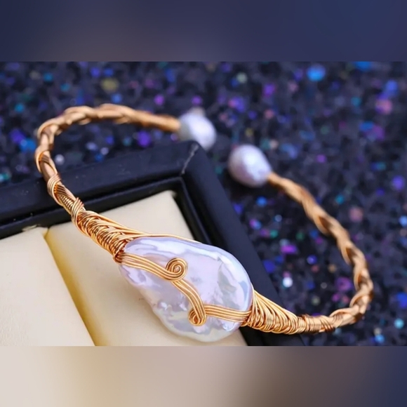 18k Gold Plated Bohemian Style Fresh Water Pearl Bracelet Purity & Inner Wisdom - Picture 4 of 4